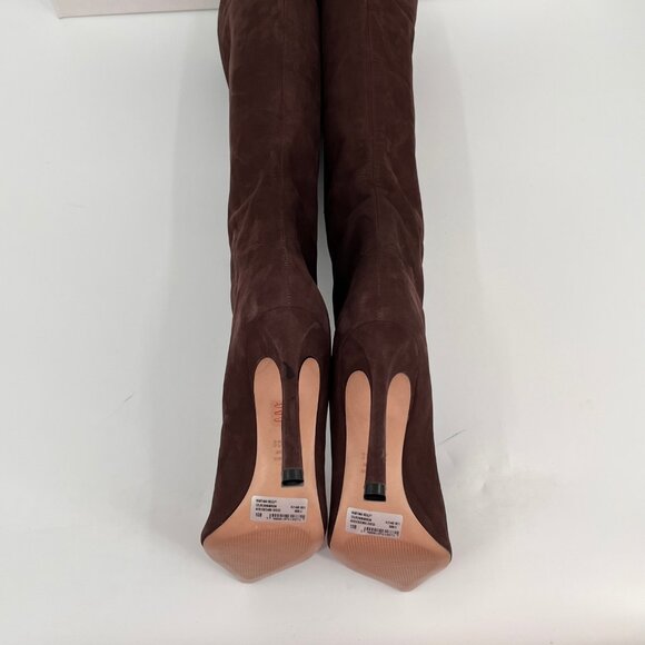 Schutz Maryana Sculpt Knee High Boots Sz 8.5B Dark Chocolate Pointed Toe Leather - Picture 6 of 16